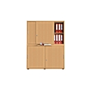 Armoire à portes coulissantes, surface acoustique, l. 1200 mm, 4 HC, coloris hêtre