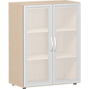 Armoire à portes vitrées ALICANTE, 3 hauteurs de classeurs, l. 800 x P 420 x H 1104 mm, coloris érable