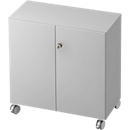 Armoire à roulettes TOPAS LINE, 2 hauteurs de classeurs, portes verrouillables, gris clair/gris clair