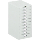 Armoire à tiroirs avec verrouillage central, 10 tiroirs, 675 mm de hauteur, gris clair