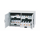 Armoire basse acide et alcaline asecos SL-CLASSIC-UB, portes à charnières, façade gris clair, L 1100 x P 570 x H 600 mm