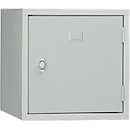 Armoire cube en métal verrouillable, 380 mm, corps gris, porte gris clair RAL 7035