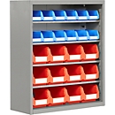 Armoire d'atelier, hauteur 830 mm, 4 étagères, 24 bacs, sans portes,alu blanc 
