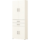 Armoire de bureau TEMPIO, en bois, 4 portes, 2 tiroirs, 6 OH, L 800 x P 340 x H 2130 mm, blanc/blanc