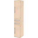 Armoire de classement BARI, 6 HC, 3 tablettes, 2 tiroirs, charnière de porte côté droit, l. 427 x P 430 x H 2174 mm, érable/érable/alu