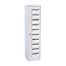 Armoire de distribution pour courrier, l. 400 x P 500 x H 1800 mm, 10 compartiments, gris clair RAL 7035