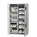 Armoire de stockage de sécurité combinée de type 90 asecos K-PHOENIX-90, portes battantes et pliantes avec système d'arrêt de porte, façade gris clair, L 1197 x P 617 x H 1969 mm