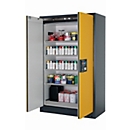 Armoire de stockage de sécurité type 90 asecos Q-CLASSIC-90, portes à charnières, sécurité frontale jaune, L 1193 x P 615 x H 1953 mm