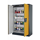 Armoire de stockage de sécurité type 90 asecos Q-CLASSIC-90, portes à charnières, sécurité frontale jaune, L 1193 x P 615 x H 1953 mm