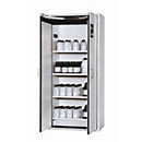 Armoire de stockage de sécurité type 90 asecos S-CLASSIC-90, portes battantes avec système d'arrêt de porte, façade gris clair, L 896 x P 616 x H 1968 mm