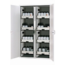 armoire pour acides et bases asecos SL-CLASSIC, portes à charnières, façade gris clair, L 1197 x P 603 x H 1965 mm