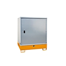 Armoire pour matières dangereuses BAUER GS-3, en tôle d'acier, accessible par le dessous, L 1475 x P 1460 x H 1805 mm, pour 4 fûts de 200 l, orange