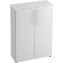 Armoire TARA, 3 hauteurs de classeurs, l. 800 x P 420 x H 1144 mm, portes battantes, 2 étagères, empilable, gris clair