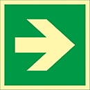 Arrow for first aid equipment, photoluminescent plastic