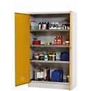 asecos Armoire de stockage de produits chimiques CF-CLASSIC, portes à charnières, façade en jaune de sécurité, L 1200 x P 500 x H 1950 mm