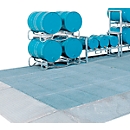 ASECOS bodemopvangbak, gegalvaniseerd staal, 210 stuks opvangcapaciteit, B 2500 x D 1000 x H 123 mm, 450 kg wiellast