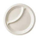 Assiettes jetables Papstar pure, 2 sections, ø 230 mm, 50 pièces, compostables, micro-ondables, en canne à sucre, blanches