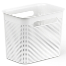 Aufbewahrungsbox Rotho BRISEN, Volumen 7 l, hoch & schmal, Lochstruktur, stapelbar, ohne Deckel, L 262 x B 180 x H 211 mm, Recycling-PP, weiss