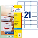 Avery Zweckform Adressetiketten J8160-25, geeignet für Inkjetdrucker, 63,5 x 38,1 mm, 525 Stück/25 A4-Bogen, 100 % FSC®-Papier, weiß