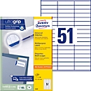 Avery® Zweckform Etiketten 3420, A4, universeel, permanente kleefstof, ultragrip, printer geschikt, FSC® papier, rechthoekig, wit, 5100 stuks op 100 vel