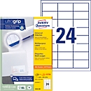 Avery® Zweckform Etiketten 3658-200, A4, universell, permanenthaftend, ultragrip, druckergeeignet, FSC®-Papier, rechteckig, weiß, 5280 Stück auf 220 Bogen