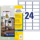Avery® Zweckform Etiketten J4773, wetterfest, permanenthaftend, druckergeeignet, rechteckig, Polyester, matt weiß, 240 Stück auf 10 Blatt