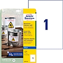 Avery® Zweckform Etiketten J4775, wetterfest, permanenthaftend, druckergeeignet, rechteckig, Polyester, matt weiß, 10 Stück auf 10 Blatt