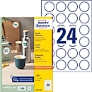 Avery® Zweckform Etiketten L3415-100, A4, universeel, permanente kleefstof, geschikt voor printer, FSC® papier, rond, Ø 40 mm, wit, 2400 stuks op 100 vel