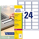 Avery Zweckform Etiketten L6146-20, fälschungssicher, extrem robust, geeignet für SW-Laserdrucker, 63,5 x 33,9 mm, 480 Stück/20 A4-Bogen, Acrylfolie, weiß