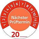 Avery Zweckform Prüfplakette 7904 „Nächster Prüftermin“ 20__zum Selbereintragen, extrem robust, Ø 30 mm, 80 Stück/10 Bogen, Vinylfolie, rot