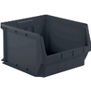 Bac à bec SSI Schaefer série FLEXI LF 543, plastique recyclé, L 500 x l 470 x H 300 mm, 57 l, gris fer, 10 pièces