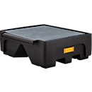 Bac d'extension IBC CEMO 500/1-PE, avec croix de soutien et caillebotis en acier, volume 500 l, capacité de charge 1500 kg, avec agrément, polyéthylène, noir
