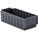 Bac de rayonnage RK 421, polypropylène, L 408 x l. 162 x H 115 mm, 8 compartiments, pour étagère de 400 mm de profondeur, gris acier, plastique recyclé, set de 16 pièces 
