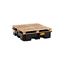 Bac de récupération de palettes PE CEMO 220/4 pour 1 palette industrielle, L 1230 x l 1230 x H 260 mm, 220 l, pour 4 fûts de 200 l, sans grille