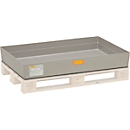 Bac de rétention 150 pour palette Euro - en plastique renforcé de fibres de verre (PVR) - 150 litres - L 1200 x P 800 x H 208 mm - avec came d'arrêt