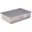 Bac de rétention 220/2 - en plastique renforcé de fibres de verre (PVR) - 220 litres - pour 2 fûts de 220 litres -L 1280 x l. 850 x H 270 mm  - avec caillebotis