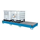 Bac de rétention AW 1000-3, pour 3 conteneurs IBC à 1000 l ou 10 fûts à 200 l, L 3850 x L 1300 x H 340 mm, accessible par le dessous, bleu clair