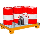 Bac de rétention AW60/3 M - 74 litres - L 1300 x l. 800 x H 205 mm - avec caillebotis - orange RAL 2000