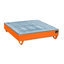Bac de rétention BAUER AW-4/A/PE avec grille, 211 l, L 1215 x P 1215 x H 290 mm, orange