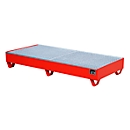 Bac de rétention en acier avec caillebotis, 1800 x 800 mm, rouge RAL 3000