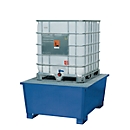 Bac de rétention pour IBC en acier – 1000 litres - L 1350 x P 1650 x H 710 mm - avec caillebotis galvanisé - laqué bleu