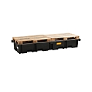 Bac de rétention pour palettes PE CEMO 425/4e pour 2 palettes Euro dans le sens de la longueur, L 2420 x l 880 x H 360 mm, 425 l, pour fûts de 4 x 200 l, sans grille