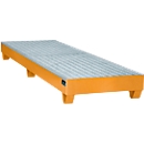 Bac de rétention série 2000 - acier - 1000 litres - pour 3 fûts de 200 l - L 2400 x l.800 x H 250 mm - avec caillebotis -  orange RAL 2000
