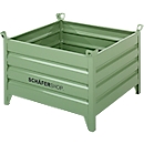 Bac de transport et gerbable Schäfer Shop Select, avec parois fixes, L 850 x P 550 x H 670 mm, vert réséda RAL 6011, jusqu'à 800 kg