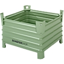 Bac de transport et gerbable Schäfer Shop Select, L 1000 x P 800 x H 605 mm, vert réséda RAL 6011, charge max. 2000 kg, pieds