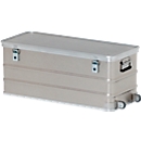 Bac rectangulaire avec roues, coloris alu, 105 L