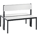 Banc Basic Plus, 2 côtés, dossier, sans porte-chaussures, châssis 4 pieds noir-gris RAL 7021, L 1000 mm, décor blanc