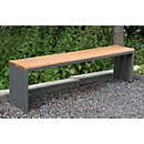 Banc de parc, en bois de garapa et structure en acier inoxydable, sans dossier, L 2000 x P 300 x H 400 mm, gris pierre de lune