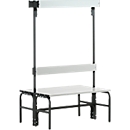 Banc de vestiaires, fil en inox/alu, double avec portemanteaux, L 1015 mm, anthracite