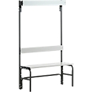 Banc de vestiaires, fil en inox/alu, simple avec portemanteaux, L 1015 mm, anthracite